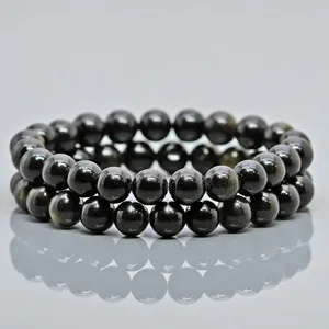 Natural Golden Sheen Obsidian 8mm Ball Shape Gemstone <b>Beads</b> Unisex Gift for Jewelry Making <b>Bracelet</b> Necklace DIY Craft Supplies - Product Image 6