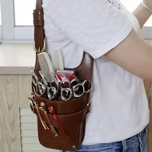 Étui Classique pour Ciseaux de Barbier en Cuir Marron, Pochette de Coiffure Grande Capacité avec Ceinture, Personnalisable OEM ODM - Product Image 5