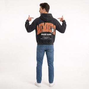 Sweat à capuche oversize décontracté pour homme en molleton 100 % coton avec poche avant – Votre marque - Product Image 3