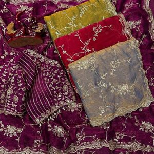 Salwar Kameez en Chiffon de Soie Doux et Confortable, Magnifique Broderie de Paillettes, Entièrement Cousu, avec Blouse Mono Banglori, Idéal pour les Fêtes - Product Image 5