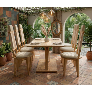 Natural <b>Wood</b> Outdoor <b>Dining</b> <b>Table</b> Set 10ft <b>Rustic</b> Eco-Friendly Furniture for Garden Patio Use - Product Image 3