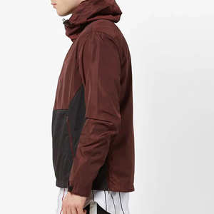 Veste coupe-vent à capuche pour homme, personnalisable, en tissu, avec fermeture éclair, deux tons, matière douce, manches longues, imperméable - Product Image 2