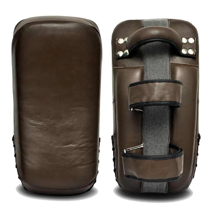 New Style Thai Pads Kickboxing MMA Muay Thai Boxing Training Genuine Cowhide Leather Curved Kick Pad