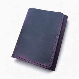 Cartera de Cuero Genuino MAKUM INTERNATIONAL, Color Morado Oscuro con Costuras, Diseño Minimalista, Tarjetero Triple para Hombre - Product Image 5