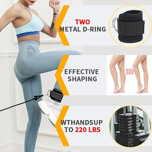Hot Sale Cotton Padded Adjustable Leg <b>Weight</b> Straps Ankle Cuffs with D-Ring for Gym Workout and Fitness Training - Product Image 4