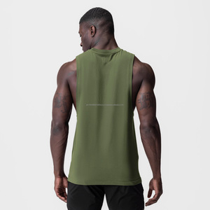 Débardeur d'entraînement tendance pour homme, en polyester et coton respirant, col rond, couleur unie, vêtements de sport de gym avec décoration imprimée - Product Image 2