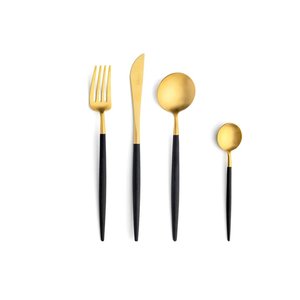 Juego de cubiertos de acero inoxidable con acabado espejo, diseño minimalista, resistente al óxido, cuchillos, tenedores y cucharas para bodas, cenas en casa. - Product Image 3