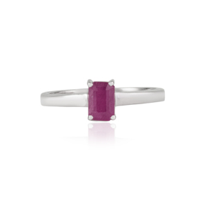 Bague artisanale en argent sterling 925, design minimaliste et simple, sertie d'un rubis naturel taille octogonale, pour femme. - Product Image 1