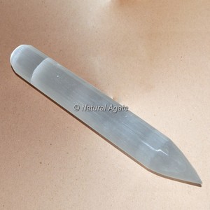 Chakra Symbols Selenite Carved Sticks Natural Energy Stone Healing Reiki <b>Crystal</b> Wand - Product Image 6