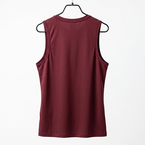 Dumela International Men's <b>Maroon</b> Sleeveless Tank <b>Top</b> O-Neck Solid Breathable 220g Knitted Polyester/Cotton Casual Wear Plain - Product Image 2