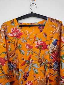 Vestido Kaftán de Algodón con Estampado Floral, Estilo Indio, Largo hasta la Rodilla, Encaje Vintage Hecho a Mano, Traje de Playa - Product Image 6