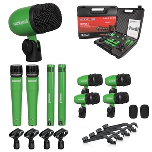 Kit de Micrófonos de Batería de 5 Núcleos, 9 Piezas, Micrófonos de Batería Totalmente Metálicos, Tom/Snare y Platillos, Juego de Micrófonos con Cable para Instrumentos de Percusión - Product Image 1