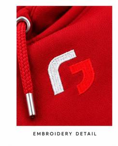 Sweat-shirt à capuche rouge pour homme, coupe classique, logo sur le devant, poche, décontracté, 100% coton molletonné imprimé, vêtements d'hiver, 320g - Product Image 2