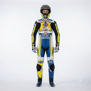Combinaison de course premium Ramaha pour homme, 1 pièce, en cuir de vache véritable/cuir de kangourou, style MotoCP, combinaison de course sur circuit, niveau de protection 2 - Product Image 1