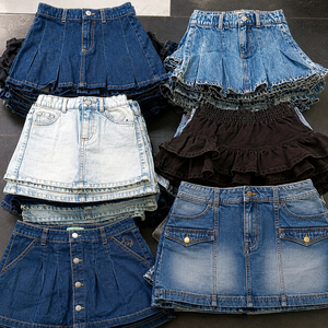 Lots de jupes en jean pour filles à prix réduits, jupes tutu plissées pour enfants, vêtements pour enfants en liquidation, vente en gros en vrac, prêts à être expédiés - Product Image 3