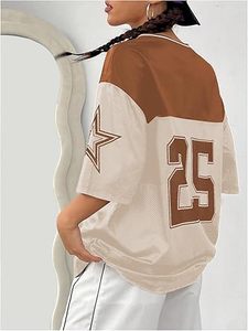 Camiseta de Fútbol Americano para Mujer, Nueva Llegada, Venta al por Mayor, Bordada, Sublimada, Cuello en V, Hombros Caídos, Corta, Transpirable, Tallas Grandes - Product Image 4