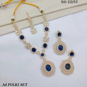 Designer AD Polki Necklace Dangle Earrings And Mang Tika <b>Set</b> Handcrafted <b>Bridal</b> Party Wear <b>Jewelry</b> <b>Set</b> For Women Bulk Wholesaler - Product Image 5