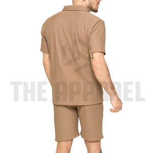 Conjunto de Dos Piezas para Hombre, Verano 2025, Color Sólido, Informal, Transpirable, Tejido de Poliéster/Algodón, Precio Muy Bajo, Venta al Por Mayor - Product Image 5