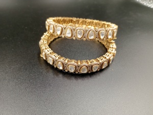 luxury Gold Plated <b>bangle</b> with moissanite handmade <b>bangle</b> trendy <b>bangle</b> Indian <b>bangle</b> - Product Image 3
