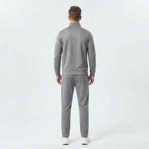 Conjunto Deportivo Informal de 2 Piezas para Hombre, Chaqueta Deportiva Gris con Cierre Completo y Bolsillos Laterales, Corte Regular, Ropa de Otoño - Product Image 2