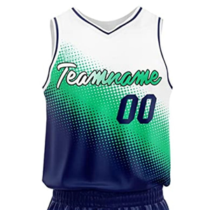 Uniforme de Baloncesto Profesional Personalizado al por Mayor, Jersey Azul, Blanco y Verde, Fabricante OEM ODM, Proveedor de Marca Privada, Calidad de Exportación - Product Image 5