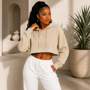 HMR Sorority Sisterhood Sweat à capuche à épaules tombantes, coupe ample, court, avec cordons de serrage, pour fabricants - Product Image 3