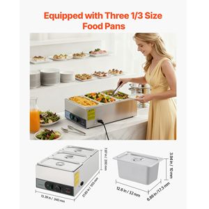 Scaldavivande Elettrico in Acciaio Inox da 1200W con Controllo Manuale della Temperatura per Buffet e Bagnomaria - Product Image 3