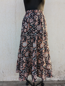 Main bloc imprimé Floral coton Maxi jupe femmes décontracté taille élastique robe d'été respirant vêtements ethniques - Product Image 4