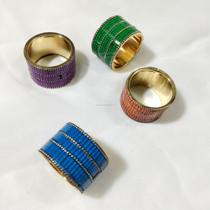 Artistic Aluminum Europe Style Napkin Rings Eco-Friendly Unique Colorful Glass Design Stylish Dining Settings <b>Party</b> <b>Table</b> - Product Image 3