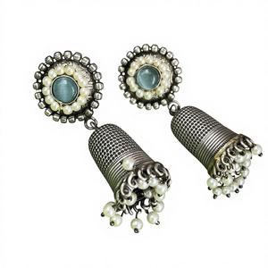 Pendientes de Plata Oxidada con Baño de Plata Antigua, Estilo Étnico/Tradicional/Bohemio para Mujer, Joyería de Moda, Regalo para Ella - Product Image 1