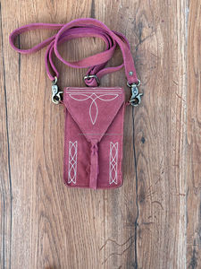 New Personalized Boot <b>Stitch</b> Suede Leather Phone Pouch Bag Genuine Leather Slim Cell Phone Bag Phone Carrier Women Crossbody Bag - Product Image 3