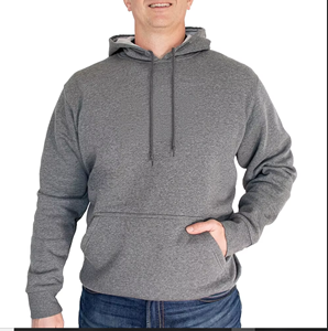 Sweat-shirt à capuche bleu marine pour homme, coupe classique, manches classiques, en molleton, décontracté, avec poche avant, hiver, 100% coton, écologique - Product Image 1
