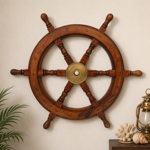 Luxury <b>Wooden</b> Ship Steering Wheel Wall Decor Nautical Helm Wall Art <b>Rustic</b> Coastal Marine Home Decoration for Living Room Office - Product Image 5