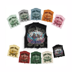 2026 New Latest Design Sleeveless Vest Shirts Streetwear Solid Color Hip Hop Fleece Fabric OEM ODM Premium T-shirt Men - Product Image 1