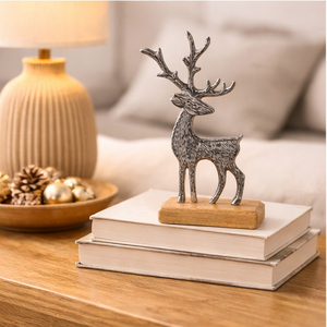 Luxury Nordic Style Silver Metal Reindeer Ornament Standing Deer Statue For Festive Mantel Decor And Seasonal <b>Christmas</b> Gifts - Product Image 2