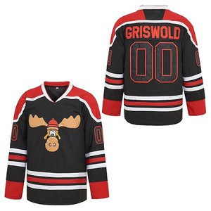 Maillot de hockey sur glace unisexe Griswold à col en V, blanc, rouge, noir, impression du nom du joueur, manches longues, coupe régulière, respirant, séchage rapide, personnalisable - Product Image 2