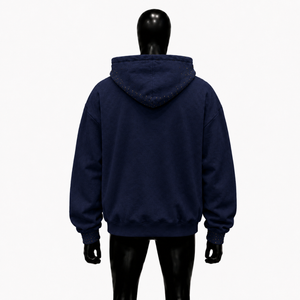 Men's <b>Navy</b> Blue Zip-Up Hoodie With Cartoon Print And American Flag Patch Regular Fit Casual <b>Sweatshirt</b> Urban Outerwear Long Sale - Product Image 2