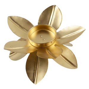 Newly Designed Golden Flower <b>Tealight</b> <b>Holder</b> with Iron Metal for Christmas and All Festivals Decor Candle <b>Holder</b> - Product Image 6