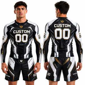 Wholesale High Manufacturer Best Selling MMA Rash Guard Shirt Black White Sublimation Workout Wear Online Sale Rash Guard - Product Image 6