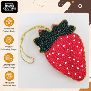 Ready Stock Offer Handcrafted Beaded Strawberry <b>Ornament</b> – <b>Red</b> Fabric Christmas Wall Hanging Decoration at Low Market Price - Product Image 5