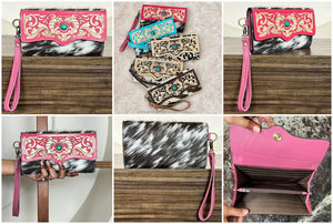 Nuevo Bolso de Mano de Cuero Genuino con Diseño de Concho Turquesa y Pelo de Vaca, Hecho a Mano, para Mujer - Product Image 3