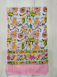 ผ้าพันคอผ้าฝ้ายทำมือระบายอากาศผ้าพันคอพิมพ์ลาย Bagru แบบดั้งเดิมผ้าพันคอผ้าฝ้ายเนื้อนุ่มทำด้วยมือน้ำหนักเบา - Product Image 4