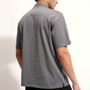 Chemise de golf pour homme, grise, couleur unie, respirante, en coton, décontractée, coupe classique, tissu Oxford tissé, design boutonné - Product Image 2