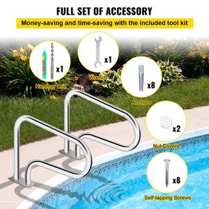 Corrimano per Piscina 32 X 22.5 in Acciaio Inox 304, Ringhiera per Scale da Piscina con Capacità di Carico di 375 Libbre, Accessorio per Scale da Piscina - Product Image 6