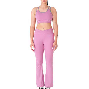 Conjunto de sujetador deportivo de 2 piezas sin costuras, antibacteriano, transpirable, de un solo hombro, con soporte alto, de Spandex/Nylon, sin necesidad de sujetador interior. - Product Image 2