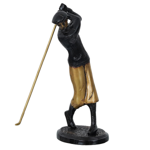 Figura Decorativa de Jugador de Golf en Metal Chapado en Oro Pulido, Hecha a Mano, con Palo de Golf, para Decoración de Hogar, Oficina, Escritorio o Estante - Product Image 3