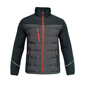 Chaqueta Acolchada Cortavientos para Hombre, Cuello Alto, Cierre de Cremallera, Color Sólido, Relleno de Poliéster, Estilo Deportivo de Invierno, Corte Regular Grueso - Product Image 1