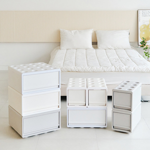 Korea Made Twin Ivory Stackable Modular <b>Plastic</b> <b>Storage</b> <b>Drawer</b> Cabinet Multi Scene Home Nursery Playroom Cabinet Compatible - Product Image 4