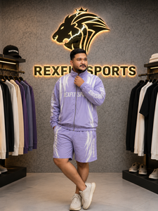 REXFIT SPORTS 2026 Custom <b>Men</b>’s Lavender Nylon <b>Jacket</b> & Shorts Set <b>Lightweight</b> Full Zip Sports Gym Training Running Casual Wear - Product Image 2