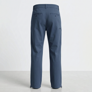 Pantalon long décontracté en coton pour homme, idéal pour l'été, écologique, infroissable, extensible et confortable, disponible en marque privée, bleu marine, vente en gros - Product Image 5